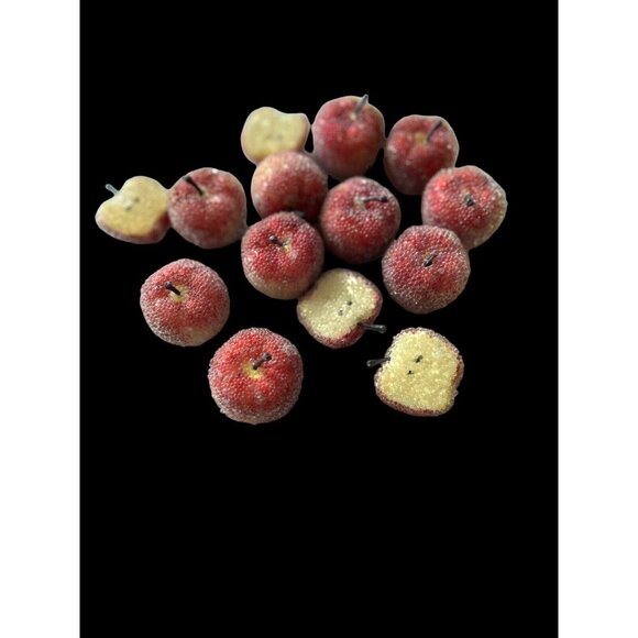 14 Sugared Apple Fruit Decor Small 1.5" Full and 1/2 Size Country Home - Picture 1 of 7